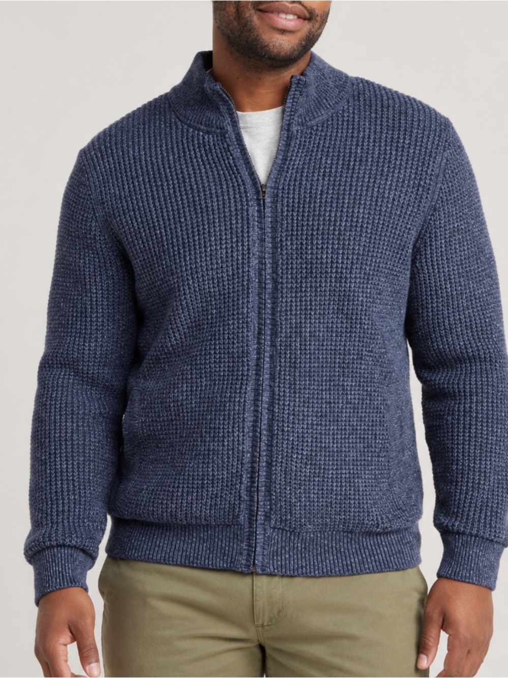 L.L. Bean Organic Cotton Waffle Zip Sweater – Size XXL | Full Zip | Eco
